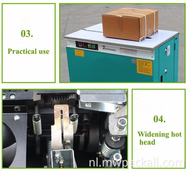 Semi-automatische doos met karton doosbandende machine/PP-riemverpakkingsmachine